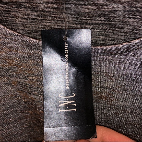 INC Womens Side Tie Metallic Top Silver XS New With Tags - Picture 6 of 7